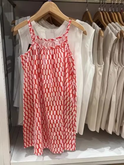 沙滩风亲子装 夏季童装/女童合作款碎花连衣裙吊带裙 471675