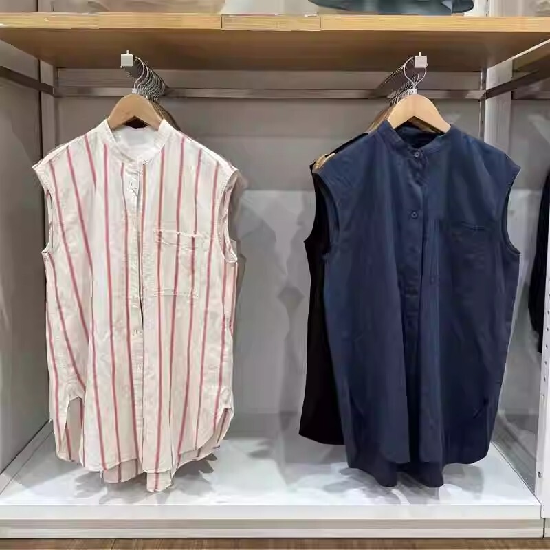 Summer New Women's Linen Blend Sleeveless Shirt Loose Casual Long Shirt Women's Top 467021
