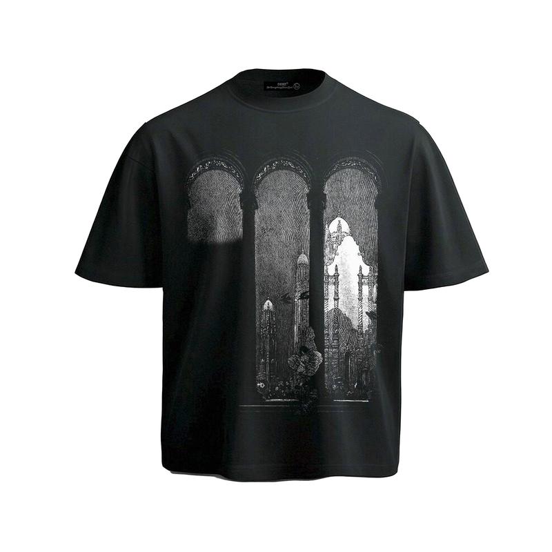 Dehzss26 "Steps and Moonlight" Trendy Short-Sleeve T-Shirt for Men, Casual and Versatile, Kangli Direct-Printed Top for Men