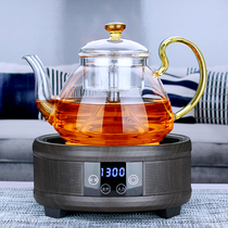  Steaming teapot thickened heat-resistant all-glass electric ceramic stove Automatic steam tea set Household large cooking black tea pot set