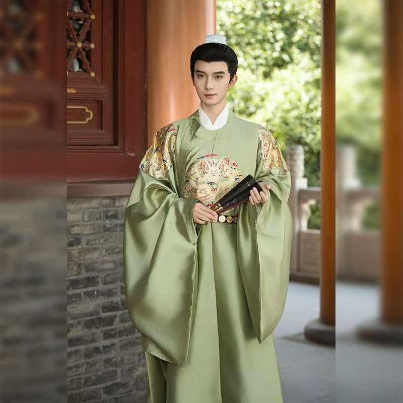 【Yunlong】Hanfu Ming-Style Round-Neck Robe Official Uniform Patchwork Dark Pattern Jacquard Round Patchwork Unisex Chinese Style Formal Dress Wedding Dress