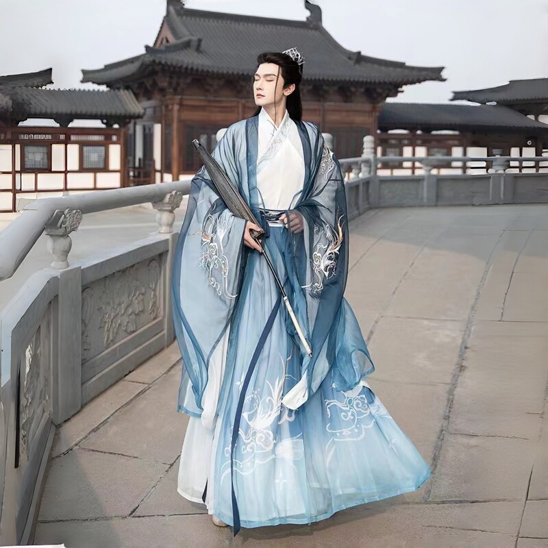 Hanfu for Men, Original Chivalrous Embroidered Ancient Costume, Chinese Style, Jin-Style Waist-Length Skirt, Wei-Jin Style, New for Spring and Autumn 2026