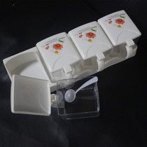 Transparent plastic seasoning box with spoon flap large seasoning box set of taste salt box kitchen seasoning jar