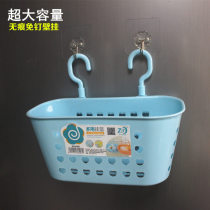 Bathroom small hanging blue shelf kitchen creative drain hanging basket plastic hanging basket storage basket basket basket with adhesive hook