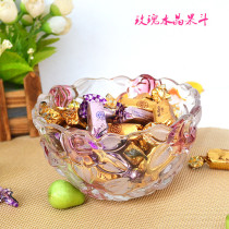 Color crystal dried fruit plate Small fruit bucket relief European creative fruit plate Fashion lead-free glass fruit bowl Candy plate