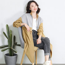 Free Breathing 2021 Fashion Trends Spring and Autumn New Color Zipper Cardigan Fake Two Stand Collar Waist Long