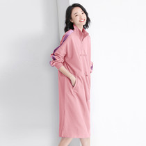 Free breathing 2019 autumn new Korean loose waist design thin dress long-sleeved sweater skirt