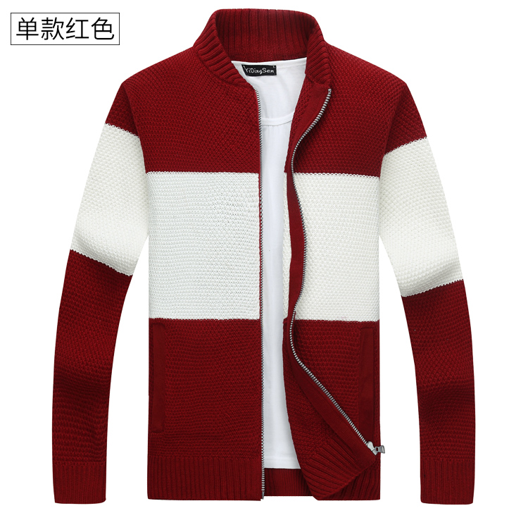Mùa thu mới nam áo len cardigan áo len sọc cổ áo len nam xu hướng áo len áo len nam đẹp