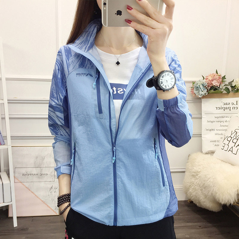 Summer outdoor sunscreen women's ultra-thin breathable anti-UV long-sleeved mountaineering skin clothing women's coat tide