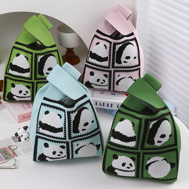 New Panda Handbag, Casual and Versatile, Women's Knitted National Style Trendy Gift Knitted Bag, Tote Bag for Daily Use
