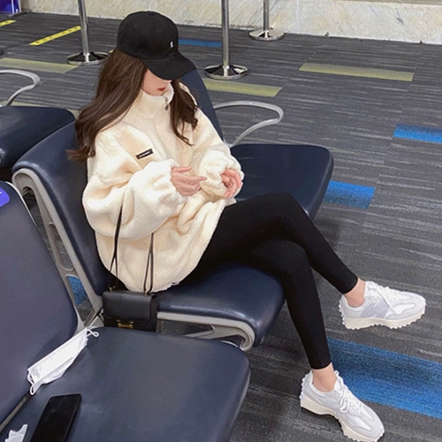 Зимняя утепленная модная толстовка, куртка, в корейском стиле, в стиле Шанель, свободный крой, оверсайз