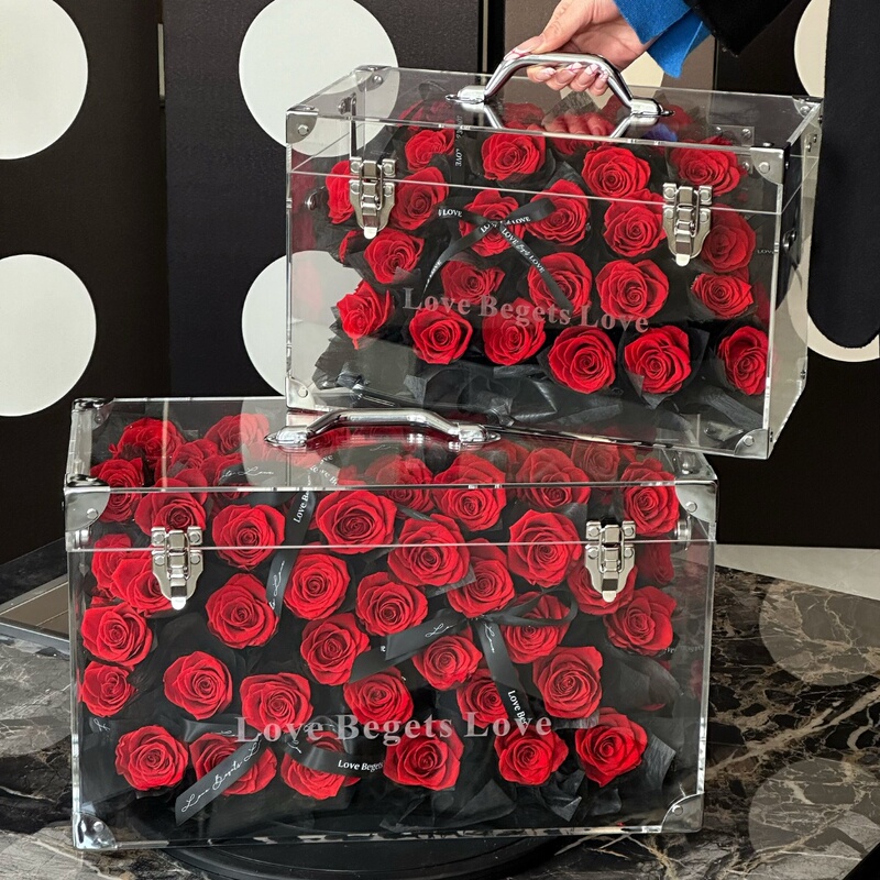 520 Valentine's Day Mother's Day Confession Gift Eternal Flower Handbag Extra Large Suitcase for Girlfriend or Best Friend's Birthday