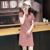 Летнее длинное платье, платье-футболка, средней длины, воротник поло, А-силуэт