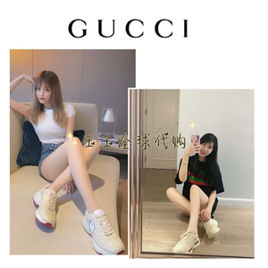 代购Gucci古奇老爹鞋女经典彩虹字母草莓米奇哆啦A梦休闲运动鞋男