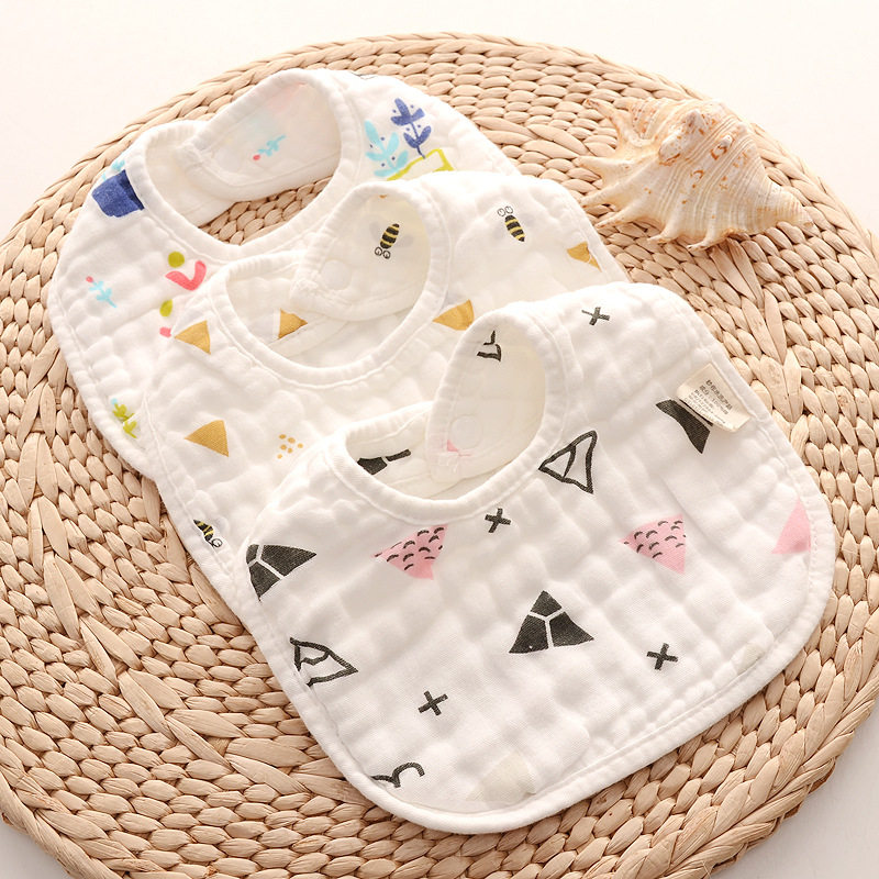 Baby bib 8-layer cotton gauze U-shaped saliva towel newborn anti-spitting milk male and female baby saliva snap bib