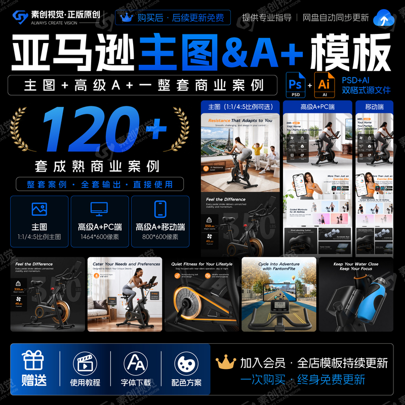 Amazon Main Image Template, Advanced A+ Template, Complete Set of Cross-Border E-Commerce Cases, 110 Sets of Psd Layered Source Files