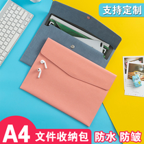 File bag A4 multifunctional storage file bag female simple waterproof flat business men large capacity snap folder