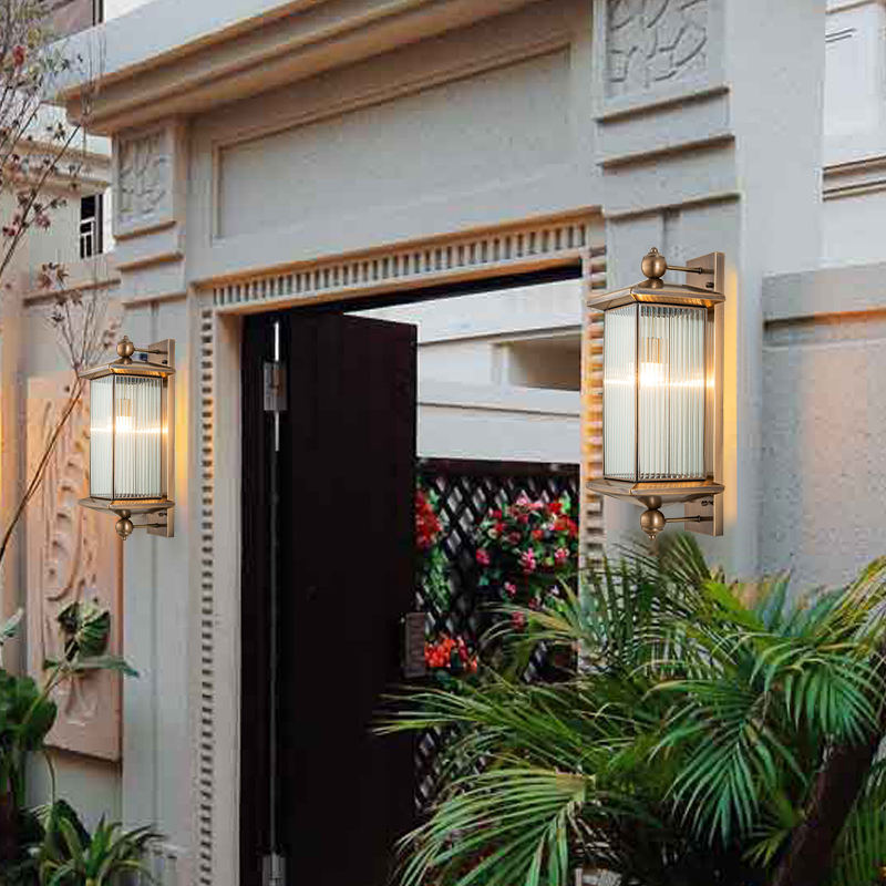 Total Copper Outdoor Wall Lamp Waterproof Patio Hallway Aisle Terrace Balcony Wall Lamp Solar Villa Gate Long Wall Lamp