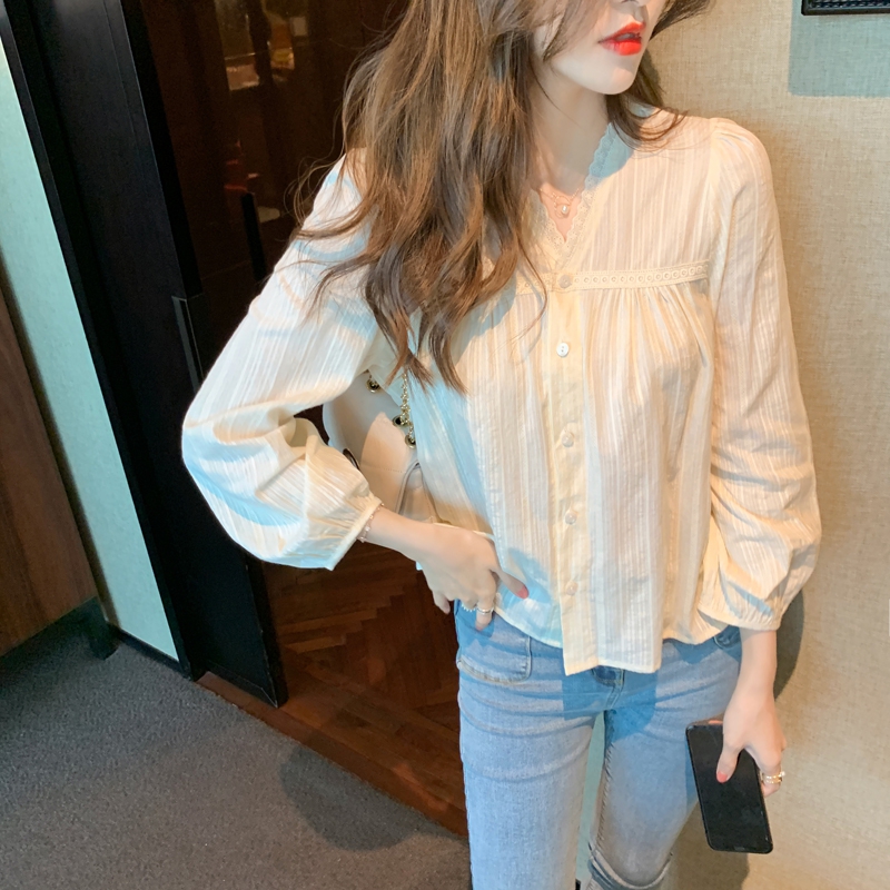 Spring lace shirt, long-sleeve, 2021 years, lace dress, suitable for teen Spring lace shirt, long-sleeve, 2021 years, lace dress, suitable for teen