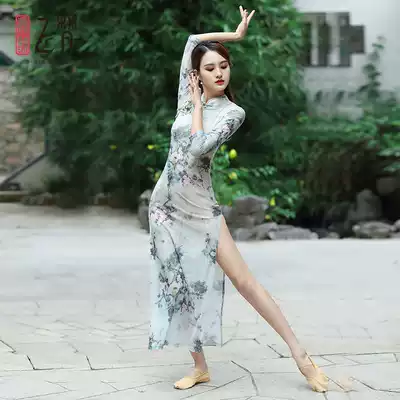 Dance costume summer dress ancient style dance cheongsam elastic new dress classical dance practice uniform female summer adult suit