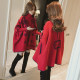 Autumn and winter retro red loose foreign style high-necked cloak new year sweater women's mid-length lazy thickened cashmere coat