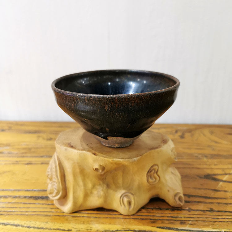 中国古美術 宋建窯 刻詩文兔毫盞 詩文刻紋 茶碗 茶道具 骨董逸品 古