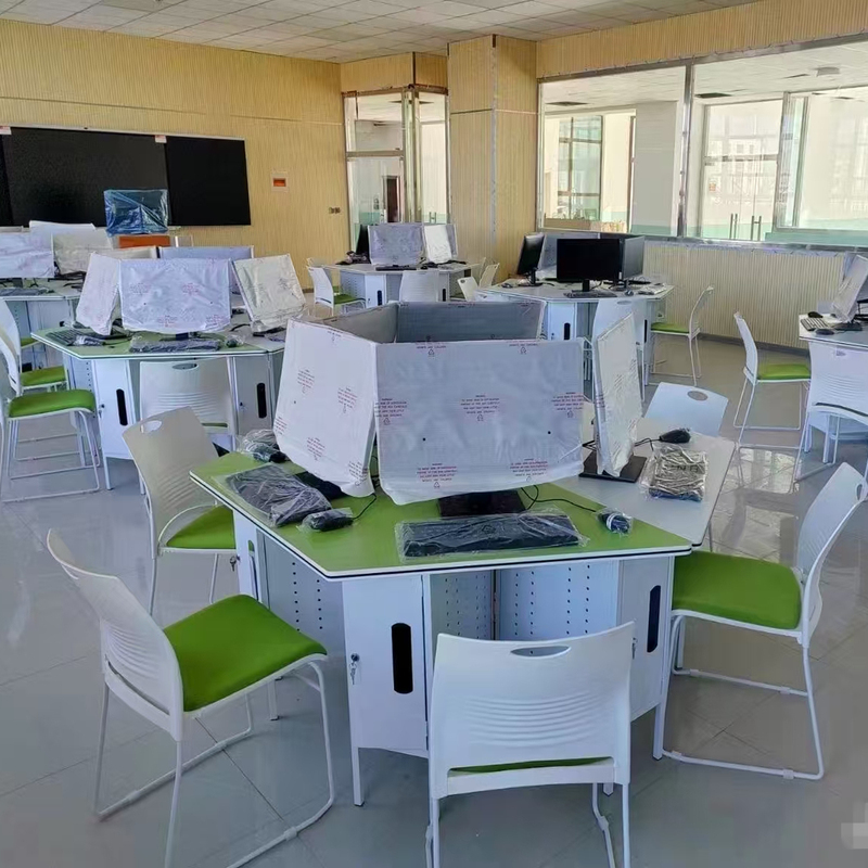 School Computer Room Pentagonal Hexagonal Computer Desks and Chairs Six-Person Training Room Octagonal Workstation