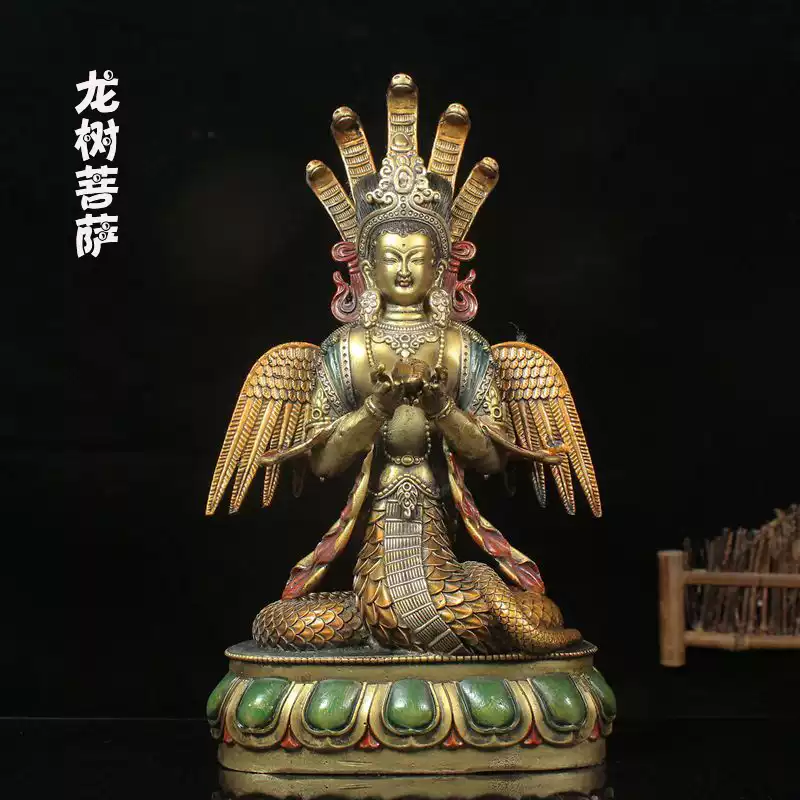 西藏纯铜手工神像龙树菩萨女娲娘娘莽仙宗教收藏品