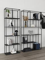 Nordic creative simple floor-to-ceiling screen bookshelf Living room Dining room multi-layer entrance storage rack Wrought iron partition shelf