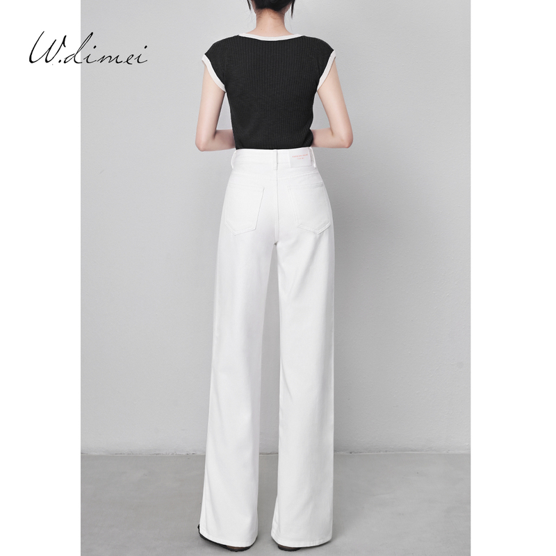 White High-Waisted Wide-Leg Jeans for Women, Straight and Loose, 2026 Autumn and Winter New Style, Fleece-Lined, Slimming, Floor-Length with Drape White High-Waisted Wide-Leg Jeans for Women, Straight and Loose, 2026 Autumn and Winter New Style, Fleece-Lined, Slimming, Floor-Length with Drape