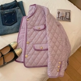 Сиреневый пуховик, демисезонная стеганая куртка, в стиле Шанель, французский стиль