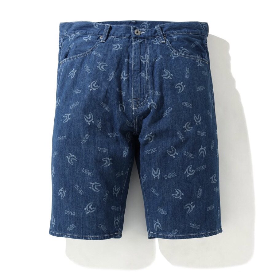 (Domestic spot) Snow country sauce Japan bape men's Ole shark full print denim shorts