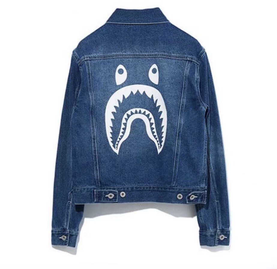 (Domestic Spot) Snow State sauce Japanese bape female clothing Ole shark denim jacket