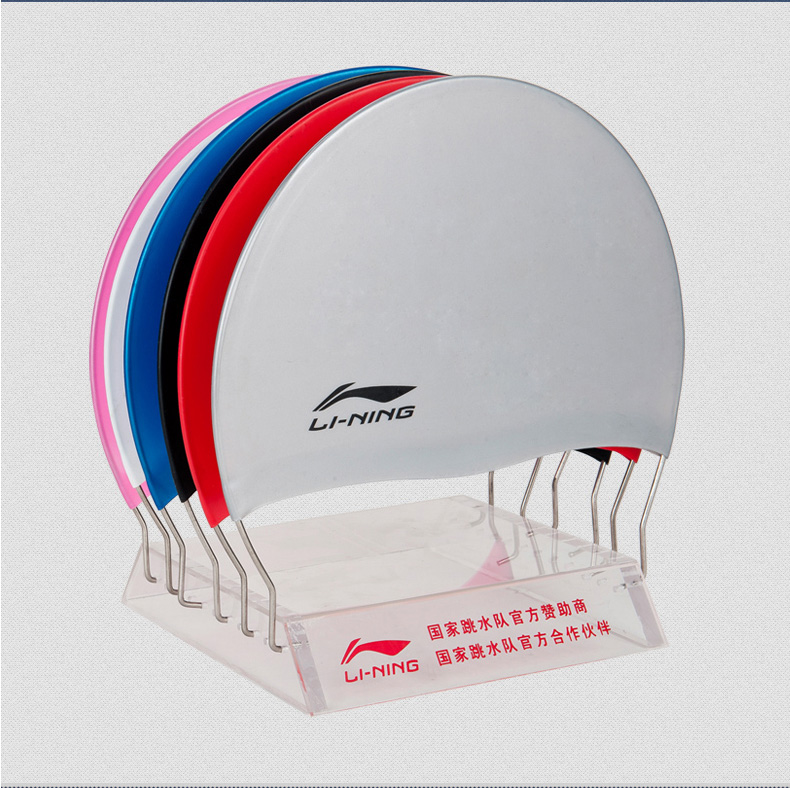 Mũ bơi Lining / Li Ning chính hãng Đàn ông và phụ nữ tóc dài silicone Mũ bơi không thấm nước Mũ bơi màu đen nón bơi không ướt tóc	