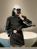 Черный комплект, летняя одежда, юбка, подходит для подростков, популярно в интернете