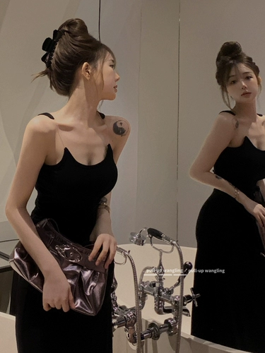 Черные невидимые приталенные бретели, корсет, топ с чашечками, платье, сексуальная длинная юбка, французский стиль