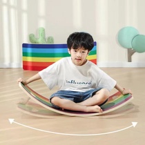 Childrens wooden balance board indoor seesaw exercise sensory training bending board yoga practice toy