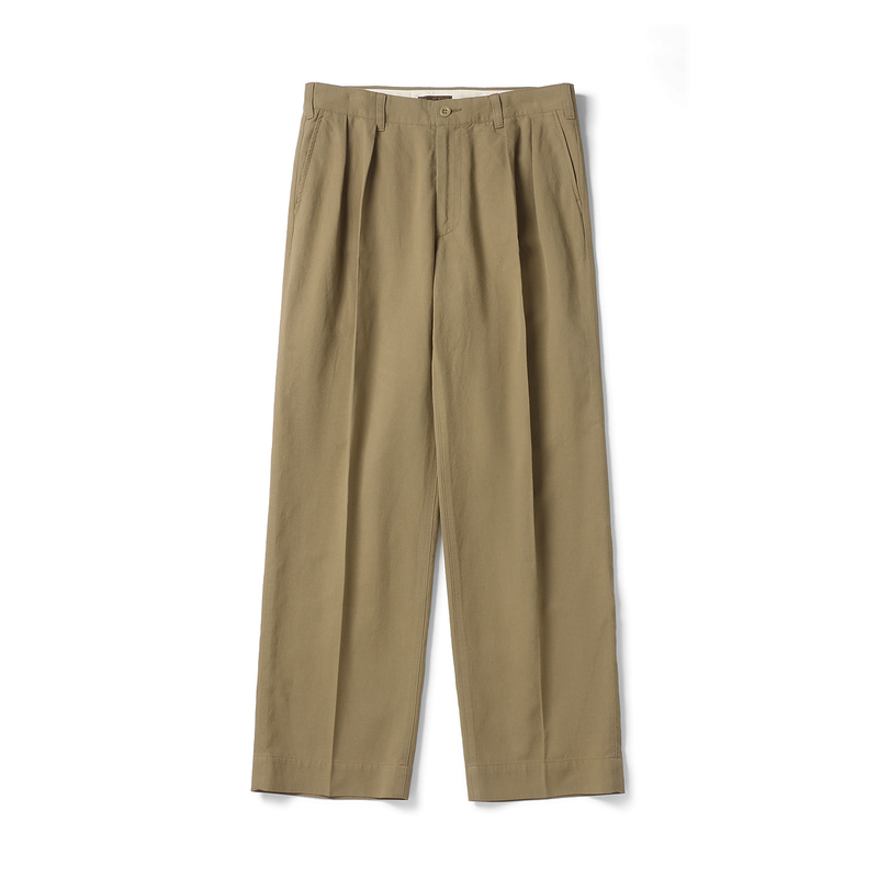 Riskrider Pima Cotton Cotton-Linen Double-Fold Wide-Leg Workwear Khaki Pants R2355