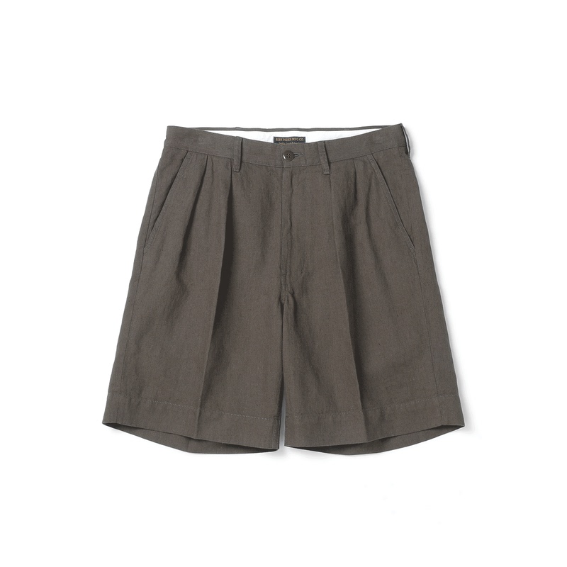 Riskrider Cotton and Linen Blend Cargo Pants Mid-High Waist Wide-Leg Double Pleated Shorts R2410