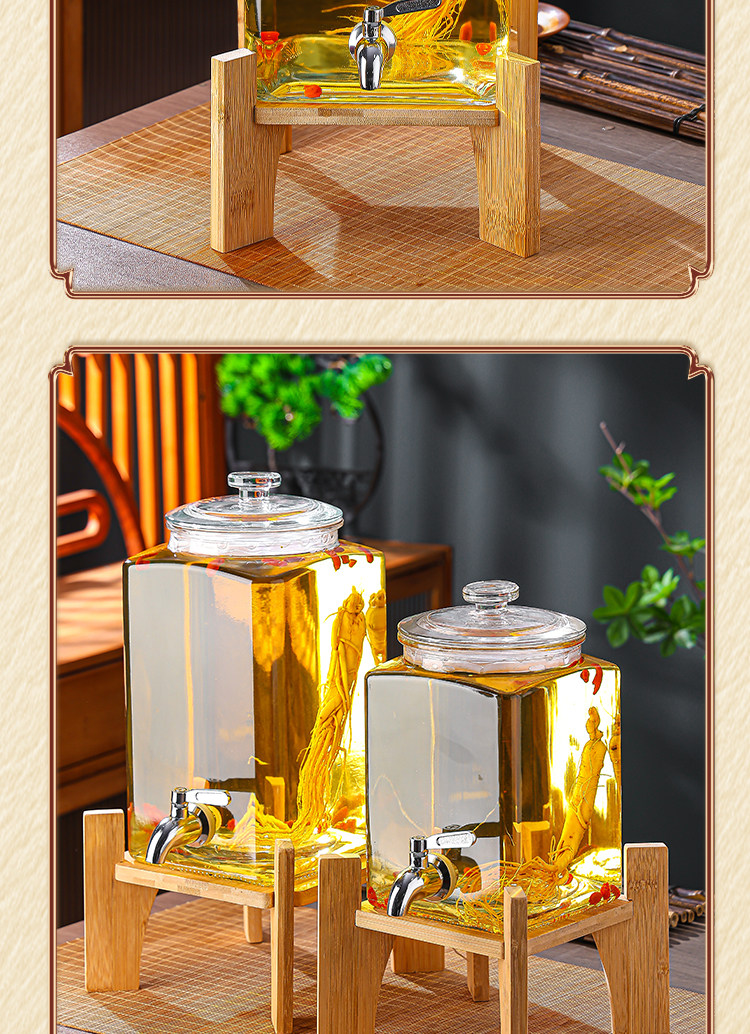 Пузырь бутылки 泡酒玻璃瓶带龙头高档密封大容量人参鹿茸养生专用酒桶酒坛酒罐子