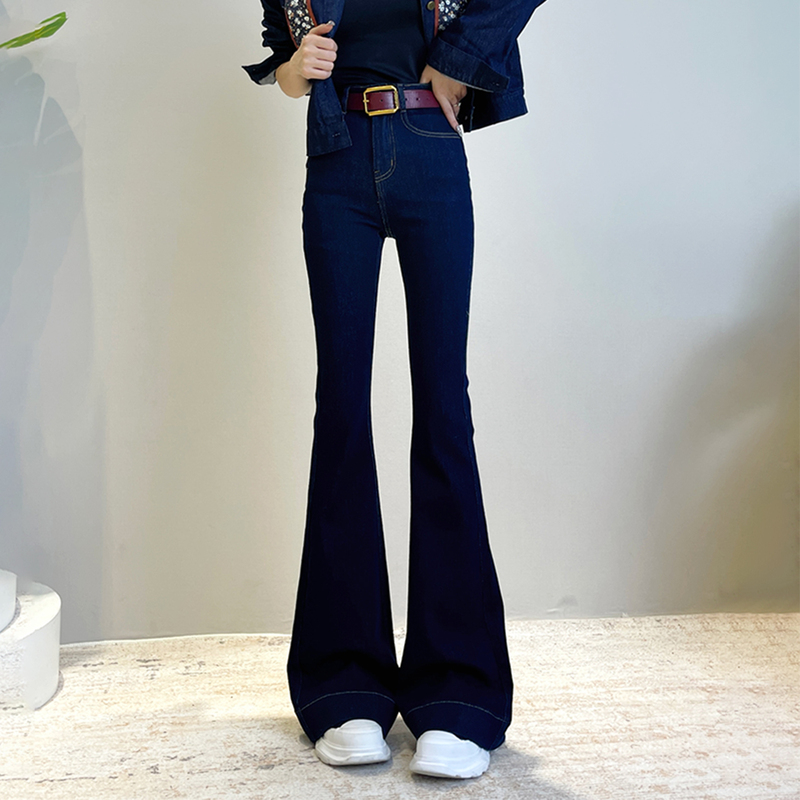 2026 New Autumn and Winter Fleece-Lined Denim Blue High-Waisted Four-Way Stretch Flared Pants for Petite Women, Slim Fit Flared Jeans 2026 New Autumn and Winter Fleece-Lined Denim Blue High-Waisted Four-Way Stretch Flared Pants for Petite Women, Slim Fit Flared Jeans