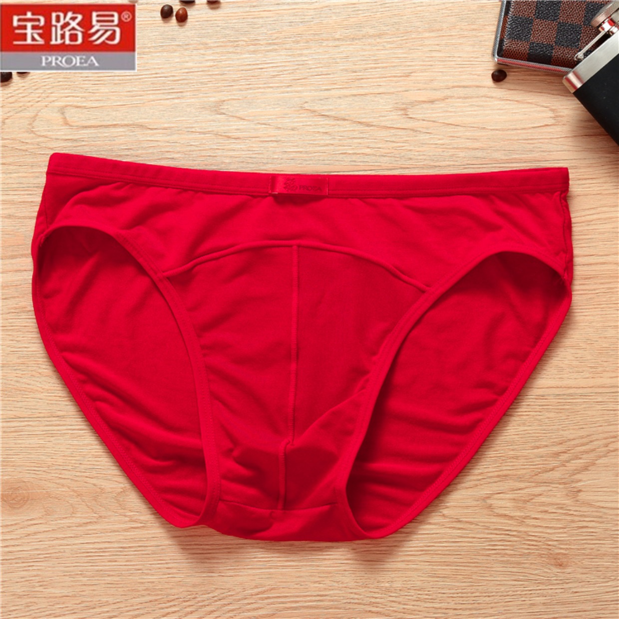PROEA Bao Luyi đồ lót tam giác đỏ nam bằng sợi tre một lớp thoáng khí trong năm nay [hai hộp] quần lót nam cao tuổi
