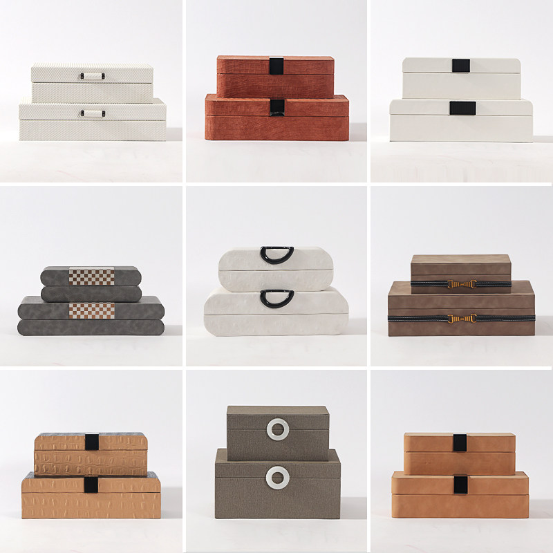 New Chinese Leather Accessories Box Home Swing-style Room Bedroom Window room Shop Windows Containing Box Cloakroom Soft Adornment-Taobao