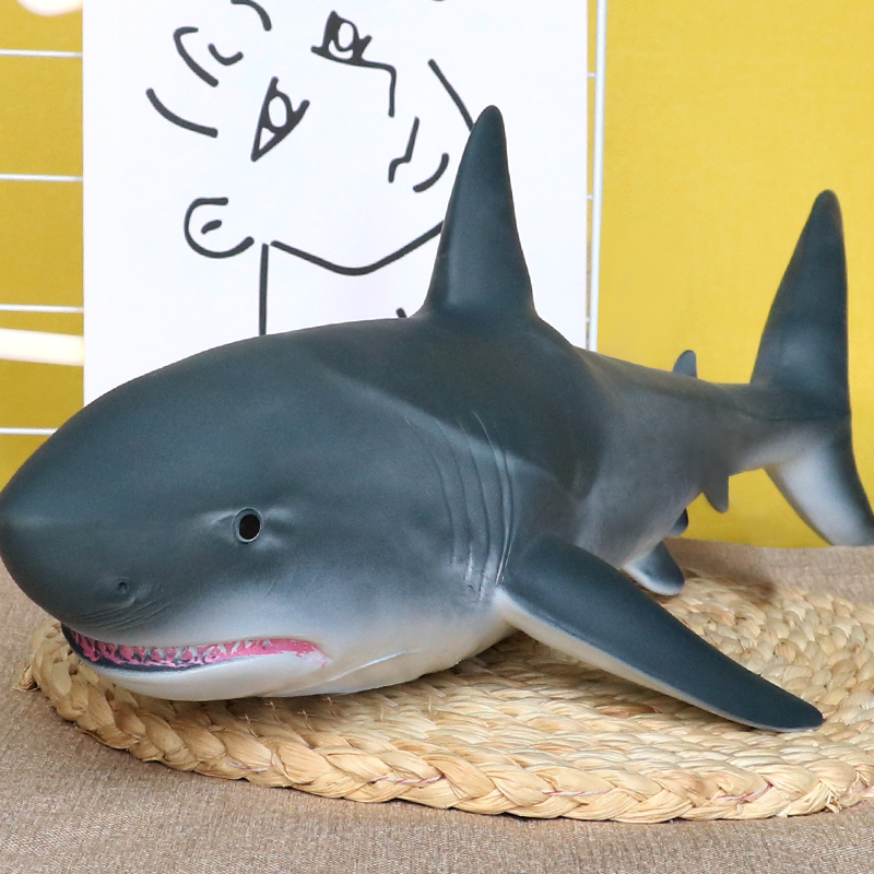 Child shark toy Soft rubber large number emulated animal model marine life great white shark giant tooth shark 0-1 years 2-3
