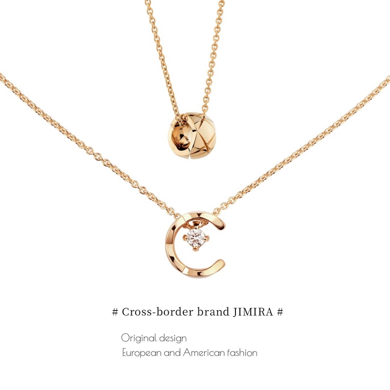 Jennie-Style Diamond-Pattern Necklace for Women, 18K Rose Gold, Water Ice Moon Small Gold Bead Clavicle Chain, Light Luxury and High-End Feel