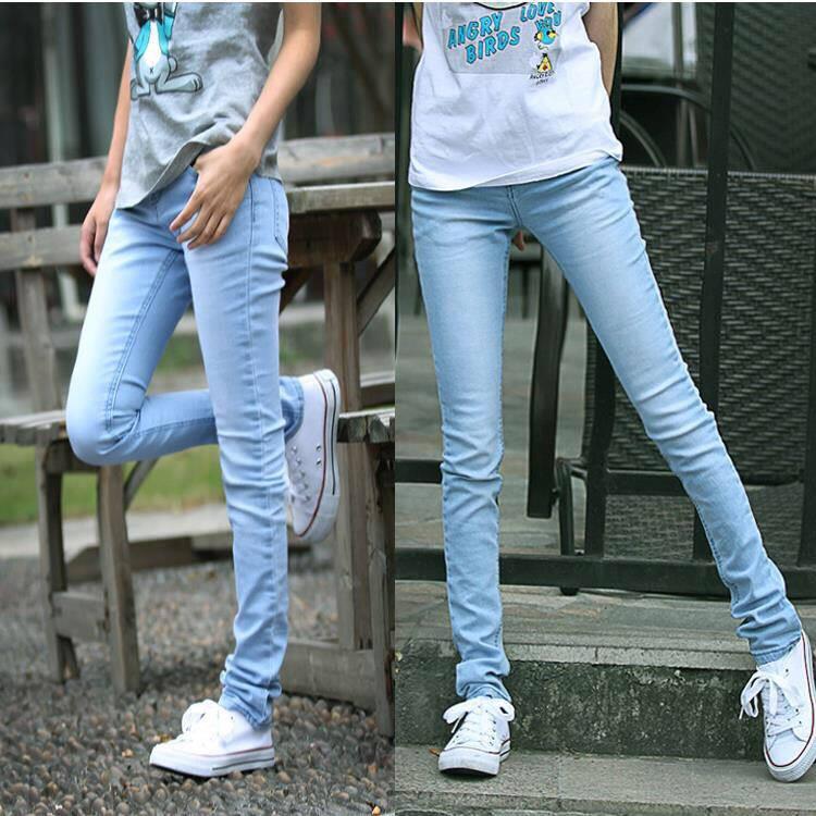 2019 Jeans nam mùa hè Slim Loose Straight đàn hồi ánh sáng Blue và White Light-Slim siêu Casual Pants nam