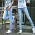 2019 Jeans nam mùa hè Slim Loose Straight đàn hồi ánh sáng Blue và White Light-Slim siêu Casual Pants nam 