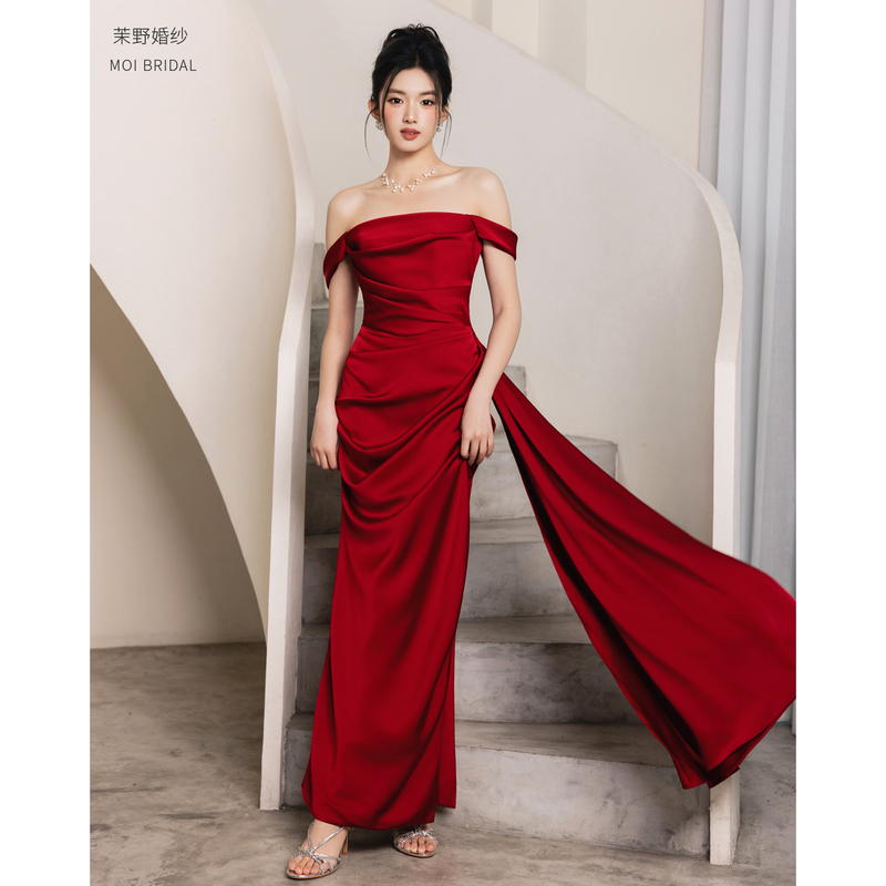 Moye Wedding Dress'New Version Scarlett' Red Light Luxury Wedding Dress Bride Engagement Morning Gown Toasting Wedding Dress