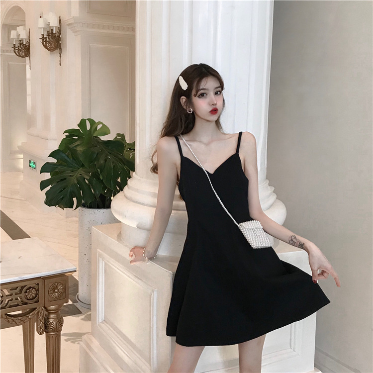 [Với Enjun 8405] Phiên bản phổ biến của phụ nữ Hàn Quốc của chiếc váy ngắn Slim A chữ sling denim mùa hè 2019 - A-Line Váy đầm suông chữ a trung niên