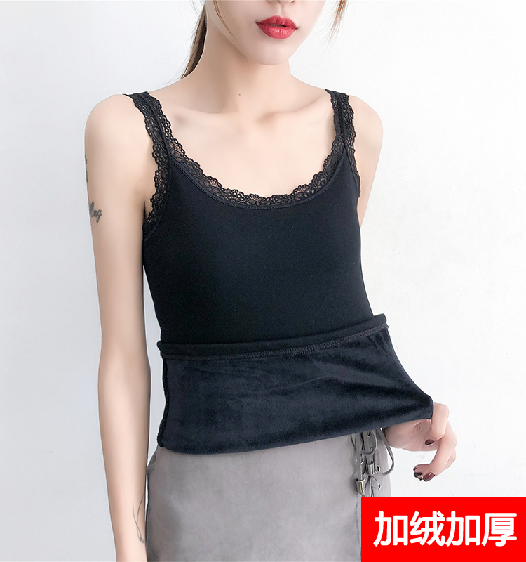 Mùa thu đông cộng với áo nhung dày ấm áp áo yếm nữ phiên bản Hàn Quốc của quần áo mùa thu đồ lót bó sát áo vest không tay áo sơ mi nữ